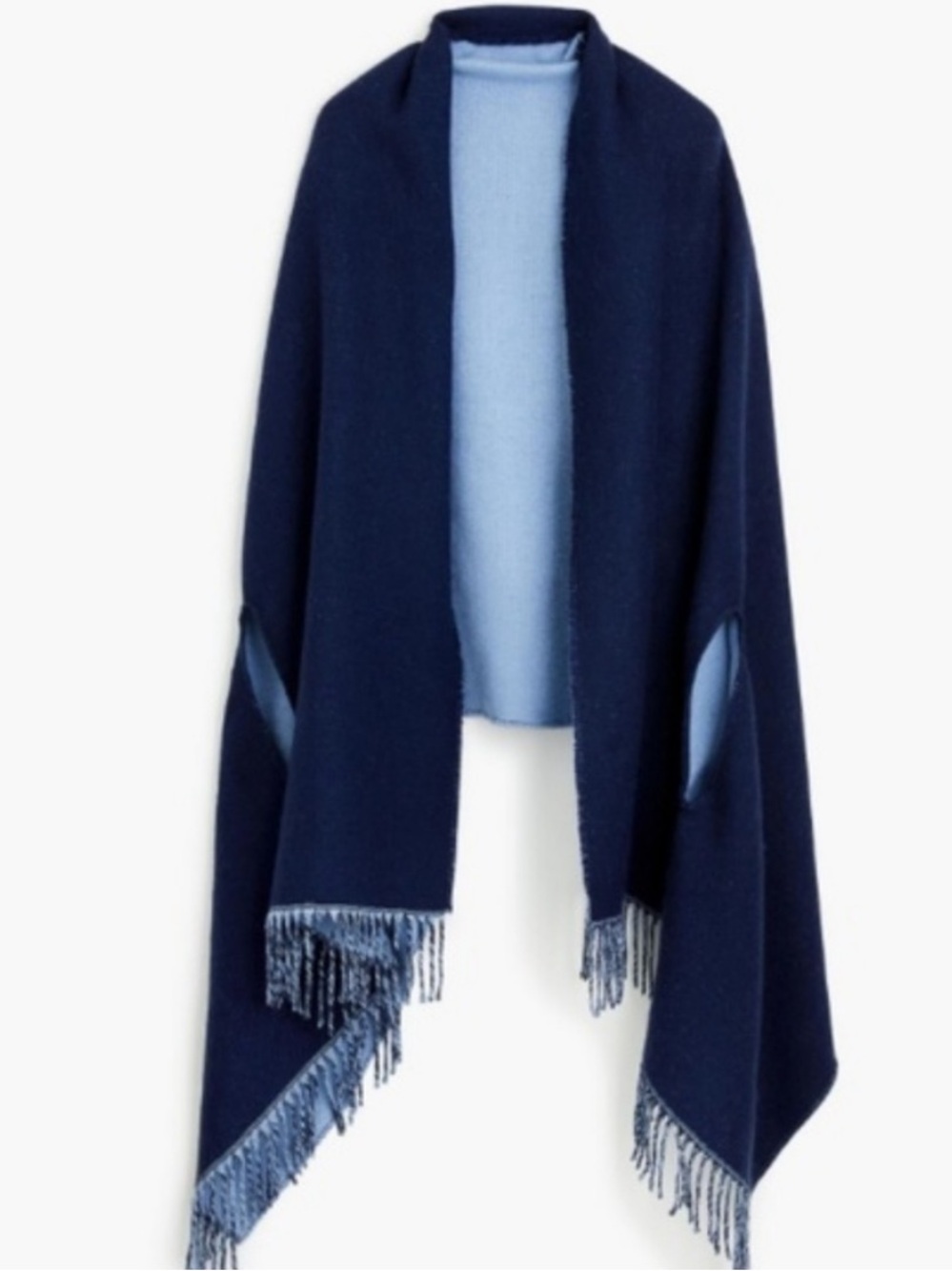 NWT J. Crew Reversible cape-scarf in Blue/Gray